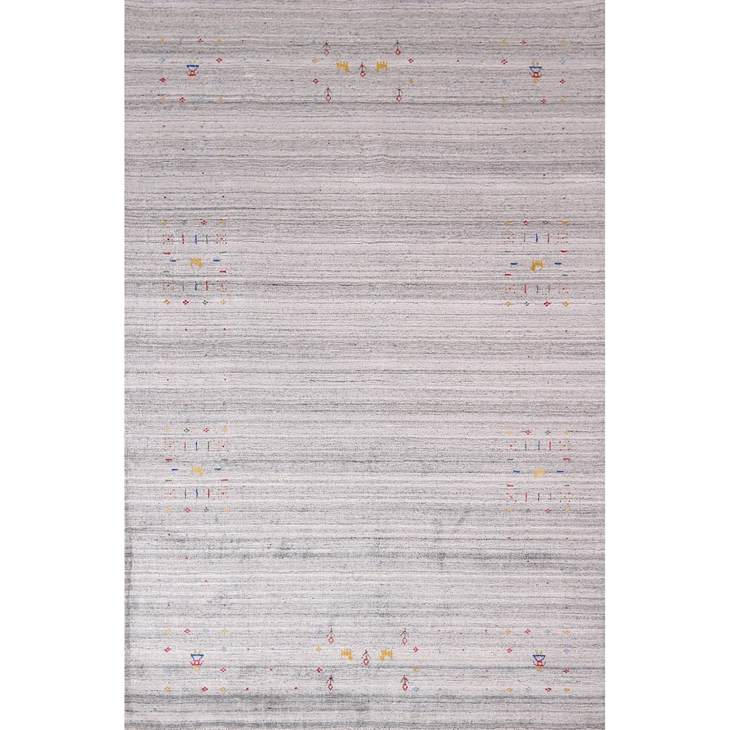 Tribal Striped Gabbeh Indian Area Rug Handmade Wool Carpet - 5'2"x 7'9"