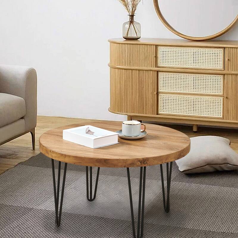 Greenage Wood End Table with Iron Legs
