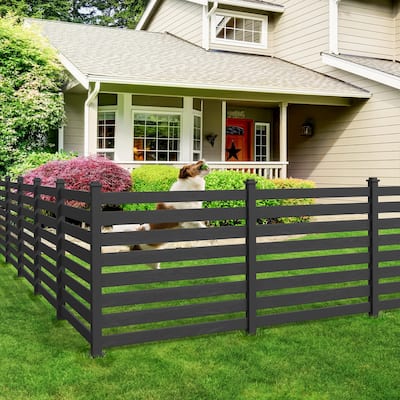 LUE BONA 38 in. x 46 in. Garden Fence Panels Outdoor 2 Panels Recycled Plastic Privacy Air Conditioner Fence