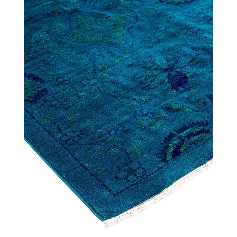 Vibrance, One-of-a-Kind Hand-Knotted Area Rug - Blue, 6' 0" x 9' 3" - 6' 0" x 9' 3"