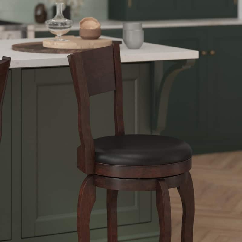 Commercial Upholstered Wooden Swivel Counter Stool
