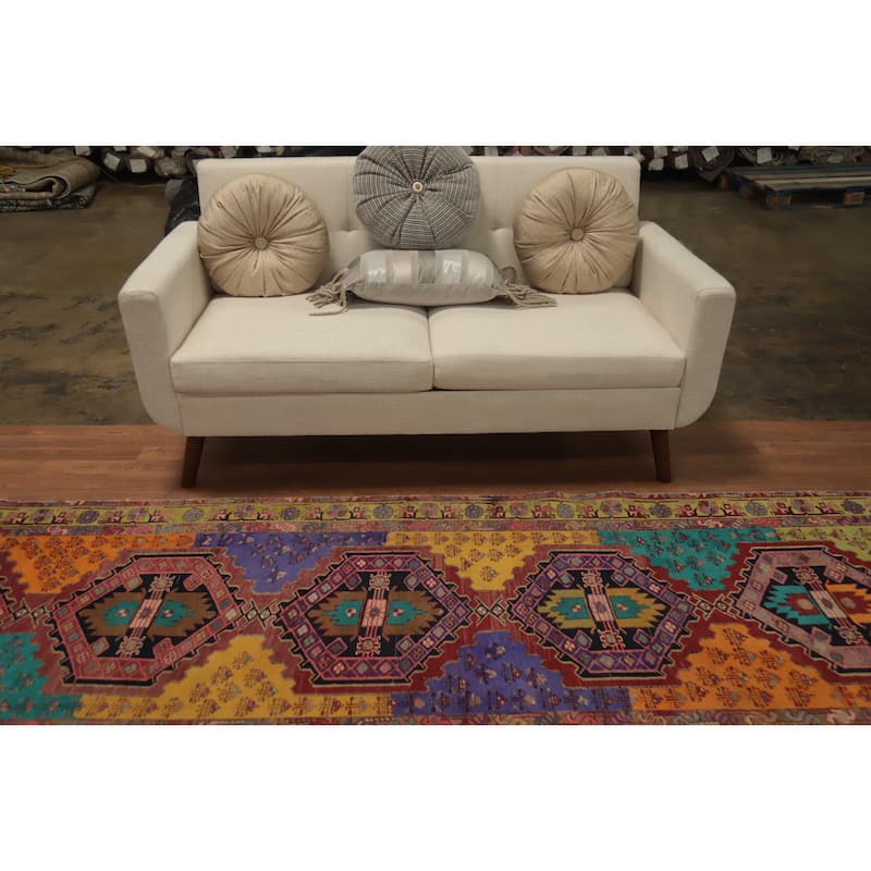 Hand Knotted Oriental 100% Wool Carpet Traditional Tribal Multi-Colored Ardebil Runner Rug - 10' 5'' X 3' 4''