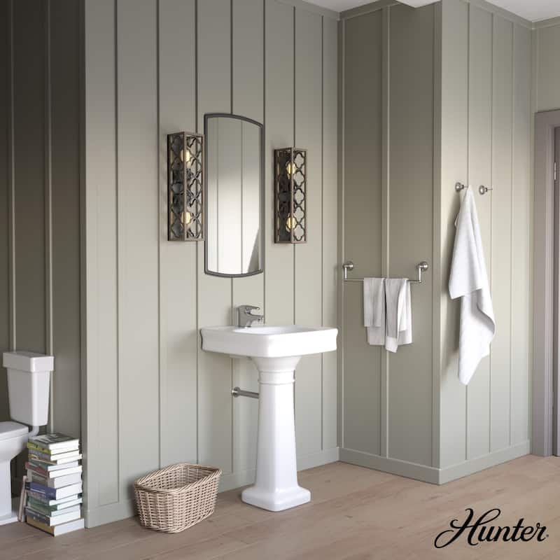 Hunter Gablecrest 2-Light Wall Sconce - Bathroom, Hallway, Bedroom - Modern Farmhouse, Distressed, Transitional - Damp-Rated!