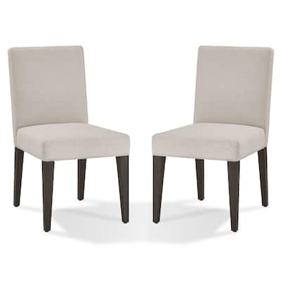 Mod 19 Inch Parson Style Dining Chair, Rubberwood, Set of 2, Light Gray