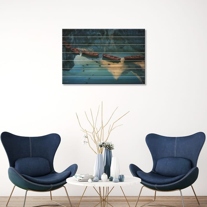 Boats Of Braies II Print On Wood by Martin Podt - Multi-Color