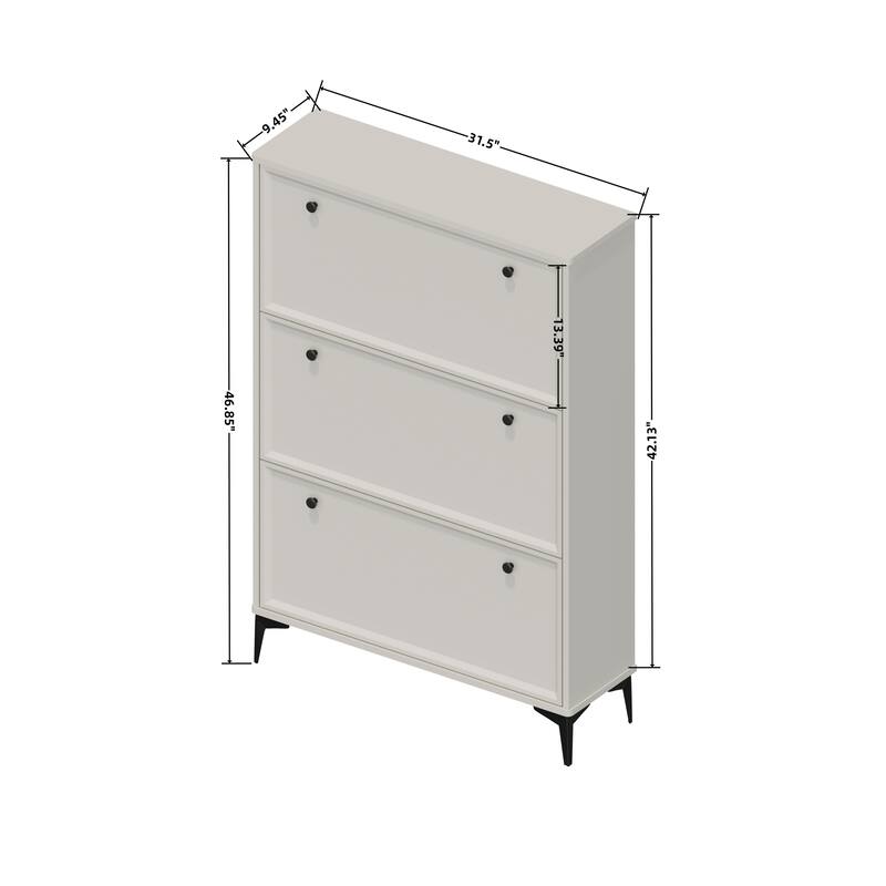 Modern Shoe Cabinet with 3 Flip Drawers, Slim Shoe Storage Organizer, Freestanding Hidden Shoe Rack for Entryway