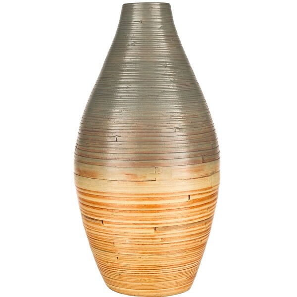 22.4” Gray and Brown Layered Design Bamboo Floral Bud Vase - N/A