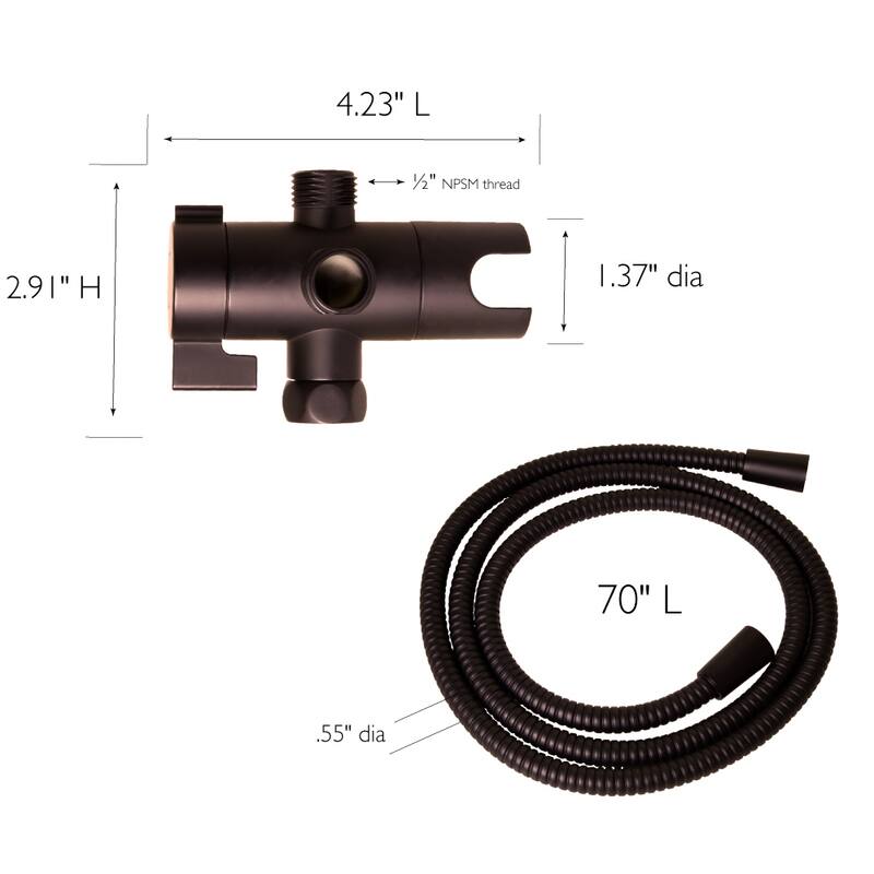 Design House 841536-MB 3-Way Shower Diverter and 70-Inch Hose for Handheld Showerhead