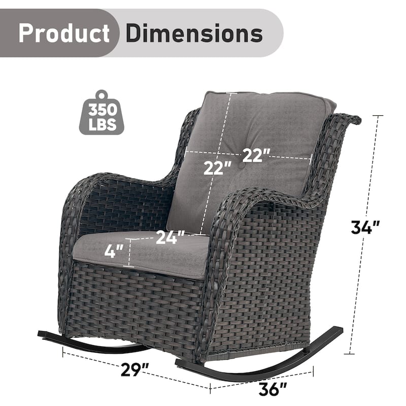 Pocassy Outdoor Rocking Chair Rocker Chairs Set