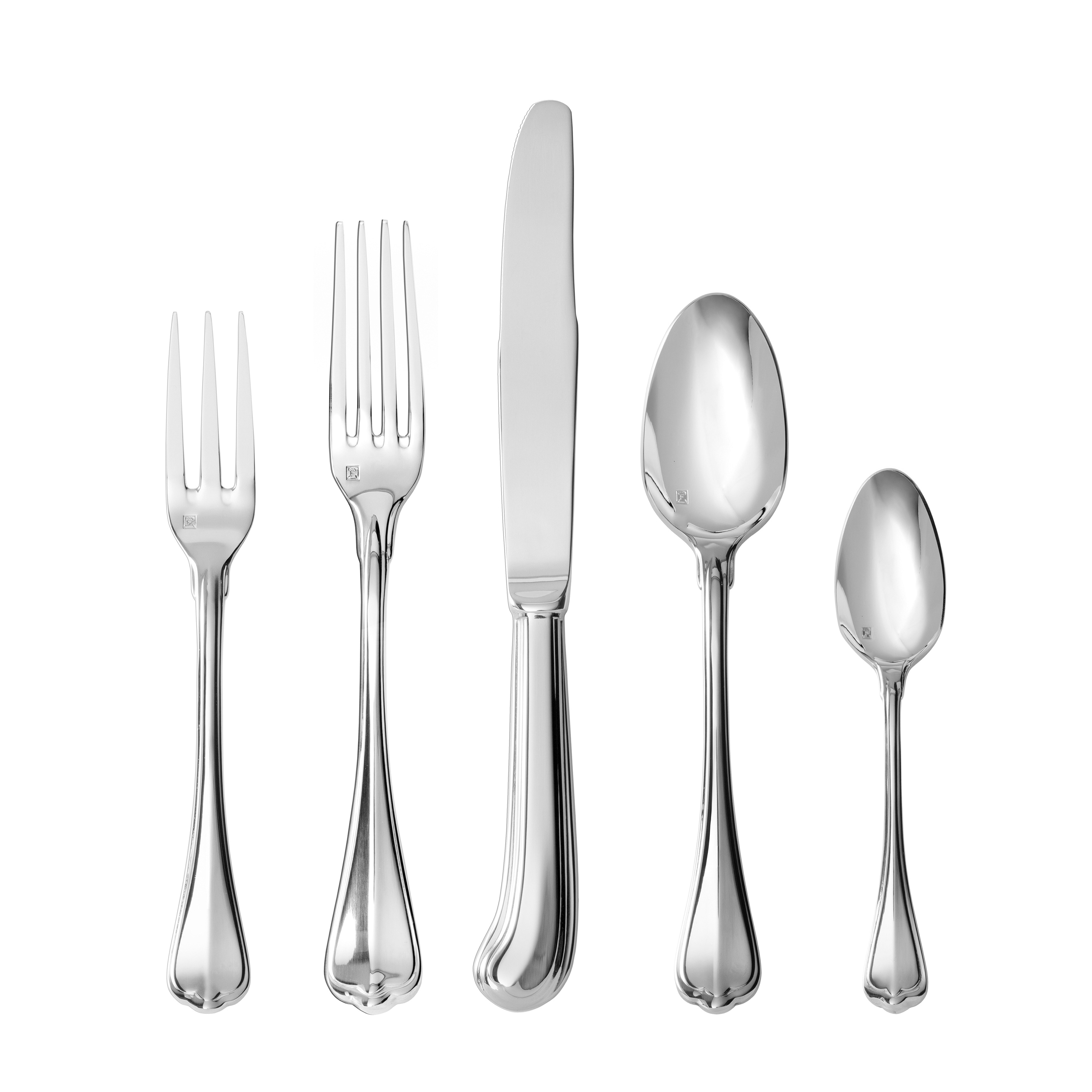 Fortessa San Marco Antiqued 18/10 Stainless Steel, 5 Piece Flatware Set (Service for 1), Antiqued Silver
