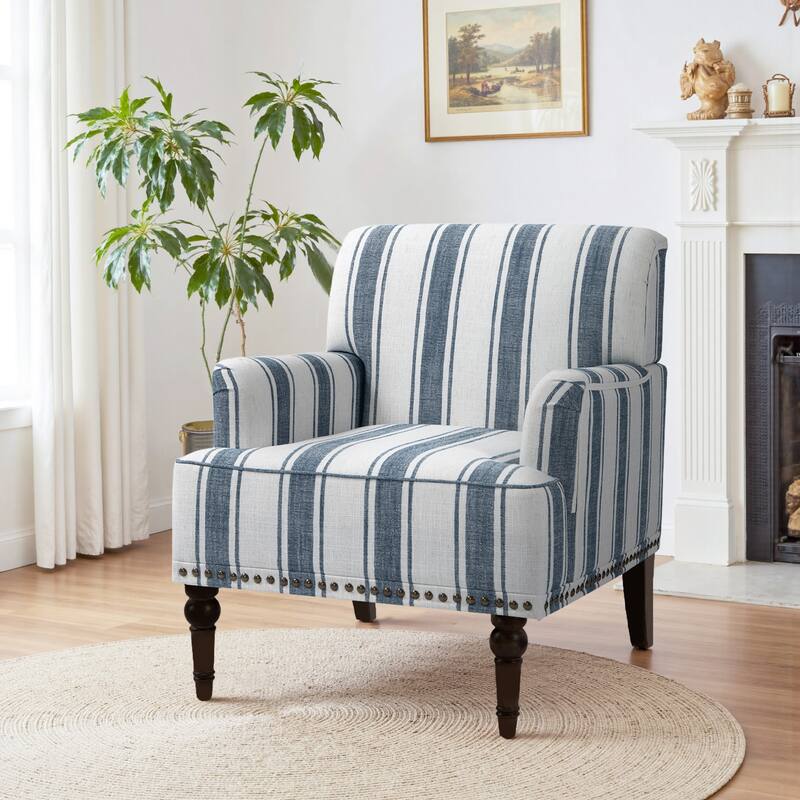 Vintage 29" W Patterned Striped Accent Chairs
