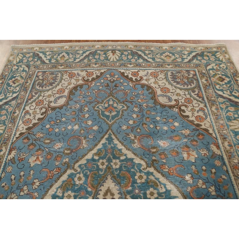 Distressed Over-Dyed Tabriz Persian Vintage Rug Handmade Wool Carpet - 6'8"x 9'10"