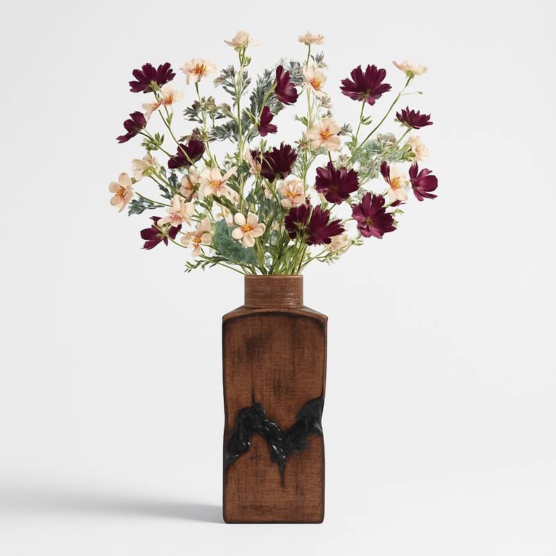 Artistic Table Vase with Fractured Finish for Home Decor