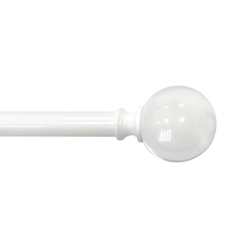 Lumi 3/4" Single Curtain Rod White/Brushed Nickel-Acrylic Ball finials