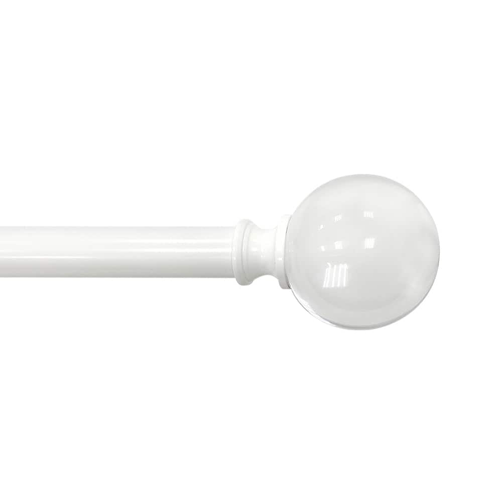 Lumi 3/4" Single Curtain Rod White/Brushed Nickel-Acrylic Ball finials