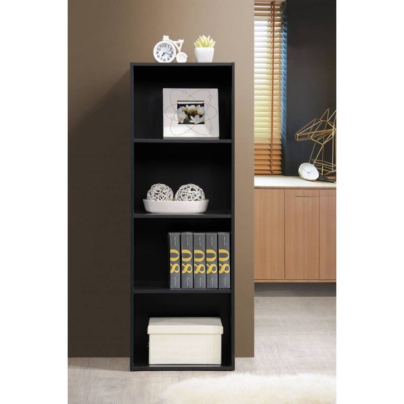 47.25" Black Multipurpose Bookcase with 4-Shelves