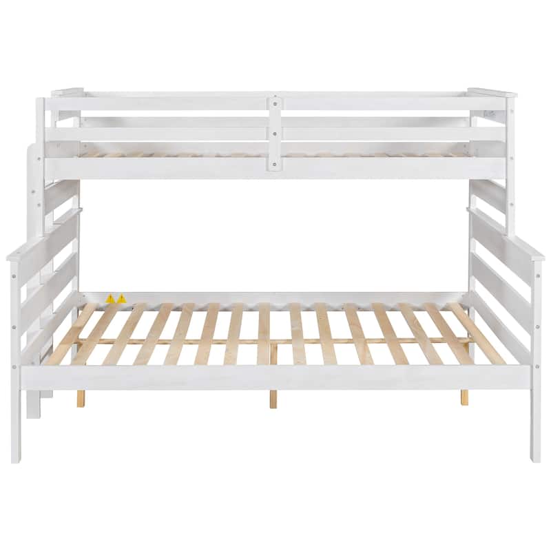 Wood Twin XL over Queen Bunk Bed with Ladder, Detachable Design, No Box Spring Required, Sturdy Pine Wood Frame