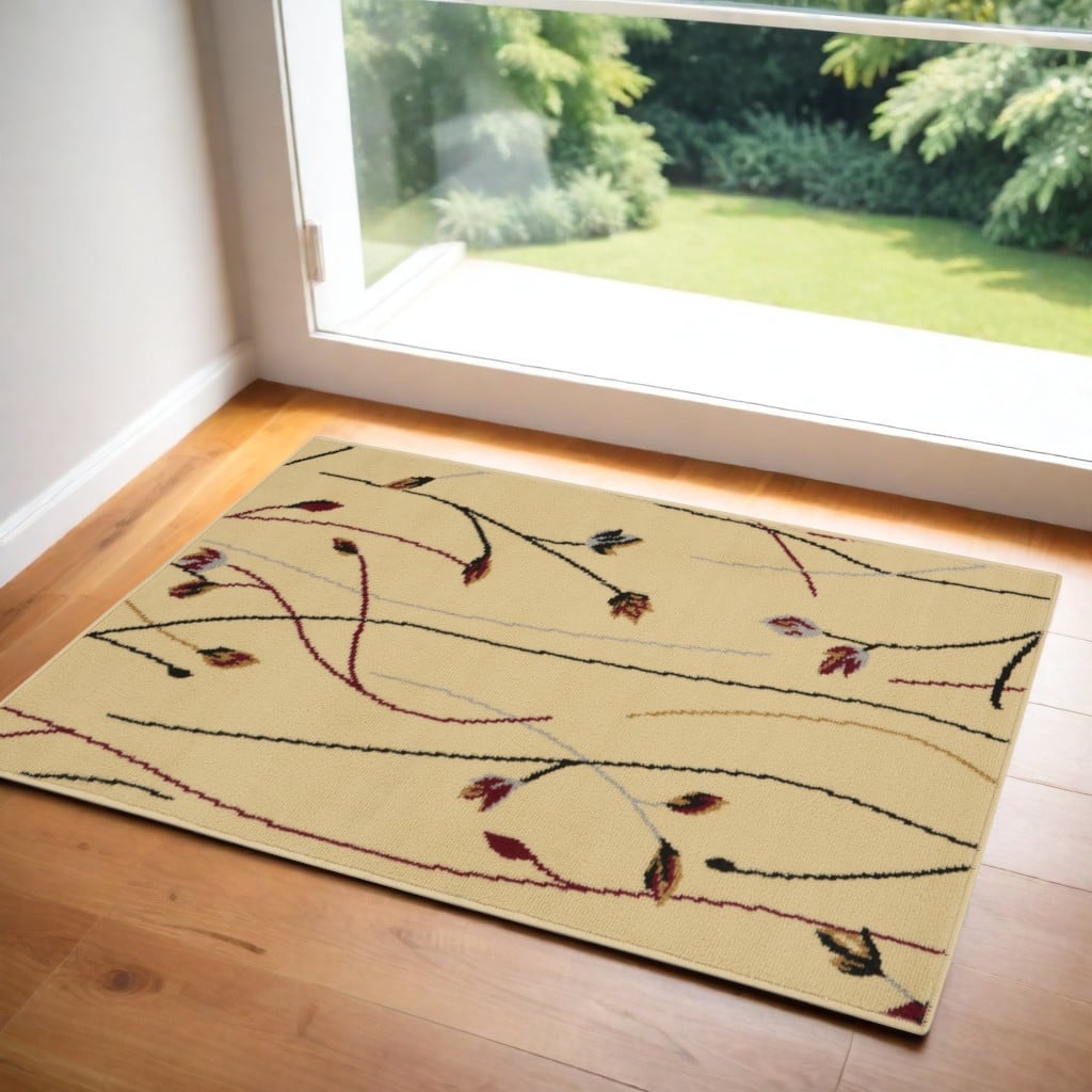 Lisuf Power Loomed Floral Traditional Low Pile Area Rug By HomeRoots - 48' X '24' X '0.25