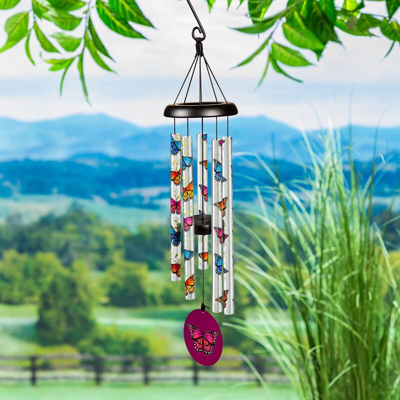 27 in. Printed Hand Tuned Metal Wind Chime, Butterfly