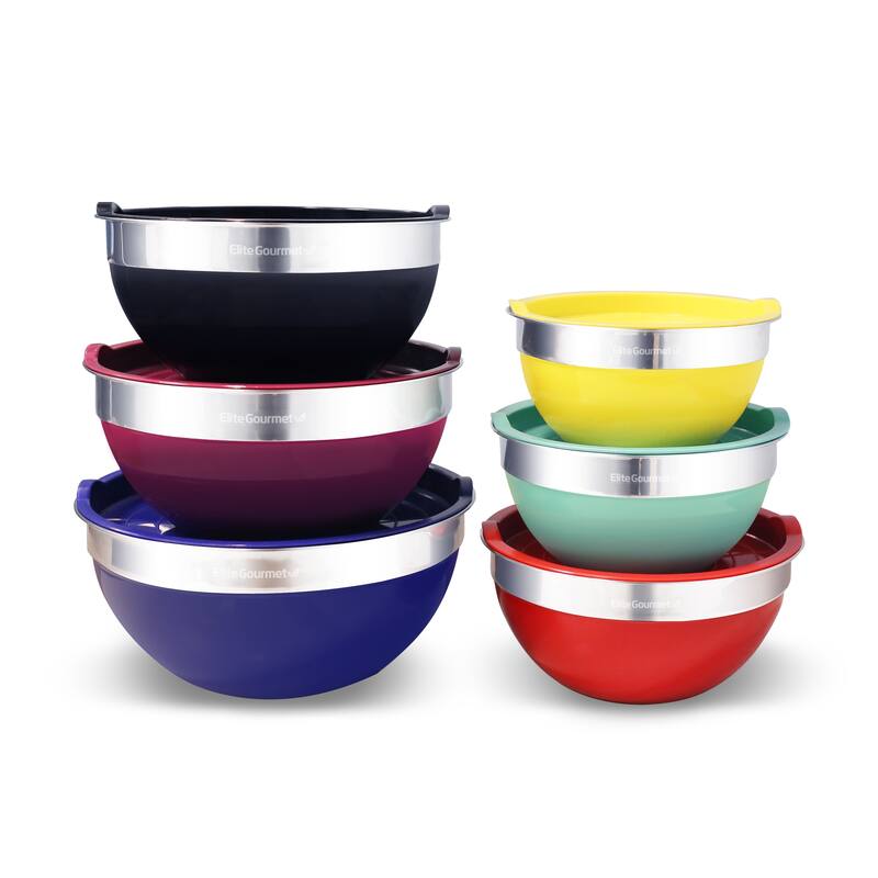 Elite Gourmet 12PC Colored Mixing Bowl