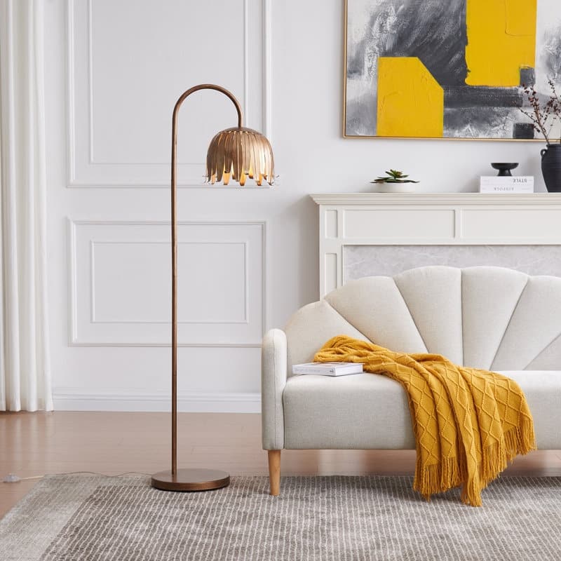 Acroma - 60.88" Arched Steel Dimmable Floor Lamp - N/A - Brown