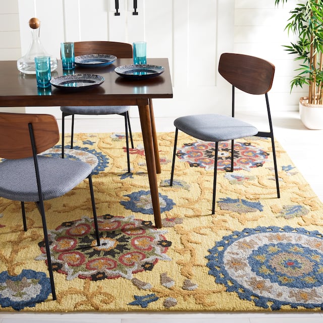 SAFAVIEH Handmade Blossom Nelia Modern Floral Wool Rug - 10' x 14' - Gold/Multi