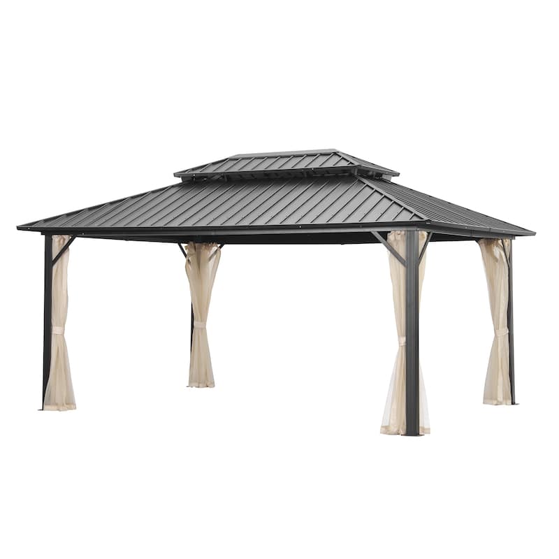 Outdoor Steel Gazebo Galvanized Steel Roof Aluminum Post Hardtop Gazebo