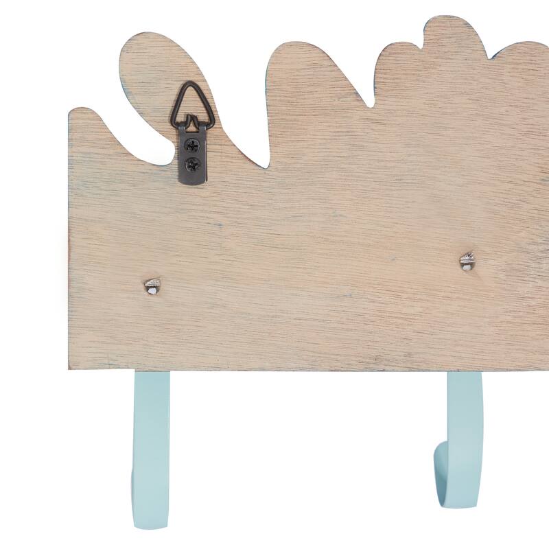 Blue Wood Coastal Wall Hook 11 x 19 x 2 - 19 x 2 x 11