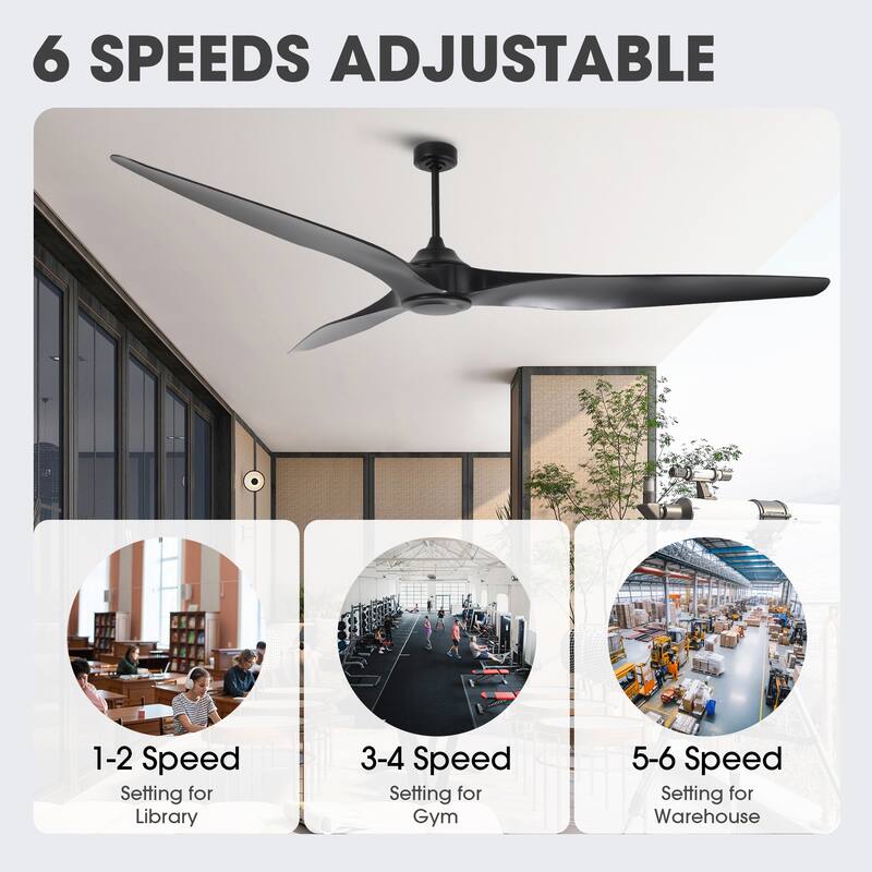 100" Industrial Black Extra Larger Propeller ABS 3-blade Outdoor Ceiling Fan without Light
