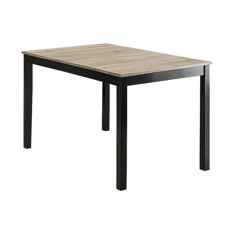 Figu Dining Table, Rectangular 48 Inch Sleek Brown Top, Black Wood Legs - Black, Brown