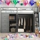 preview thumbnail 21 of 38, Full Size Functional And Stylish Wood Loft Bed With Built-in Wardrobes,Cabinets And Drawers Grey