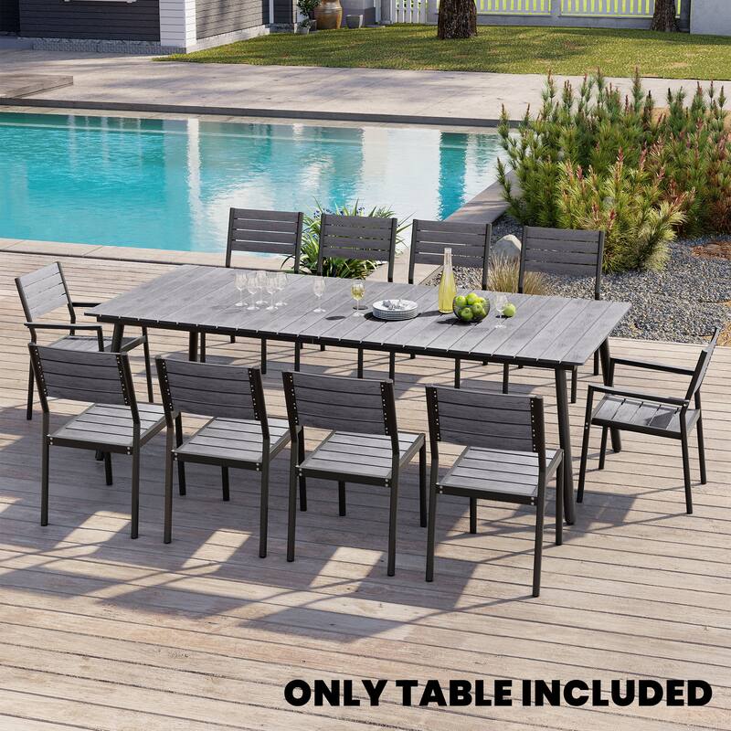Crestlive Products Outdoor Rectangle Aluminum Dining Table with Umbrella Hole - Grey - 94.49 inches long