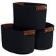preview thumbnail 22 of 48, 3 Pack Woven Cotton Rope Shelf Storage Basket with Leather Handles, Baby Nursery Storage Bin Organizers, Closet Shelf Storage Black