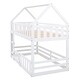 preview thumbnail 16 of 34, Secure Wooden Twin over Twin House Bunk Bed with Safety Fence and Charming Door Design for Kids' Bedrooms