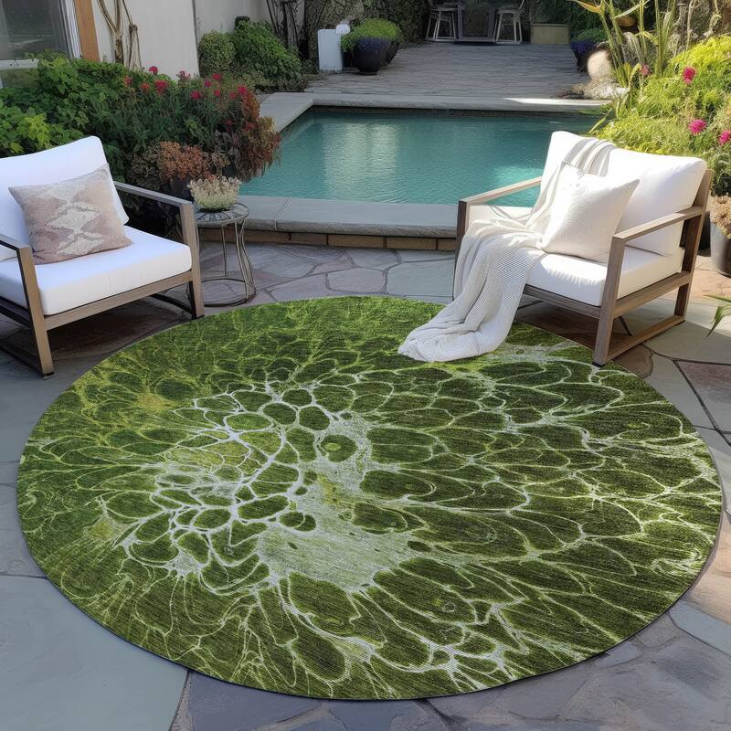 Machine Washable Indoor/ Outdoor Chantille Modern Floral Rug