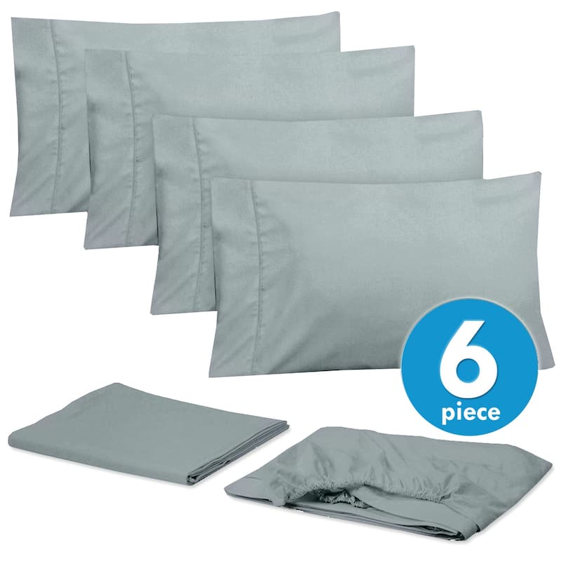 Sweet Home Collection 6 Piece RV Queen Short Sheet Set, Deluxe Ultra Soft 1500 Series, Double Brushed Microfiber