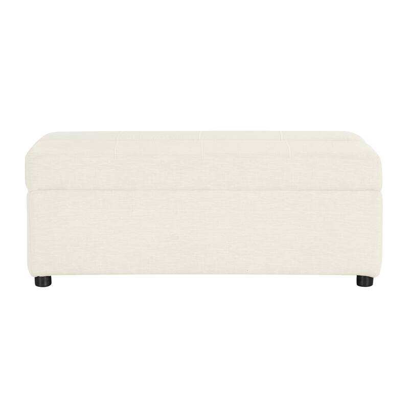 Twin Size Folding Ottoman Sleeper Bed with Mattress, White, Chenille