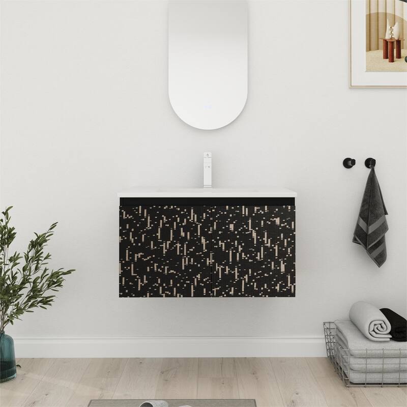 Bathroom Vanity With Sink In 24/30 Inch, Floating Bathroom Vanity with Soft Close Door - 30''W×18.3''D×17.3''H - Babysbreath