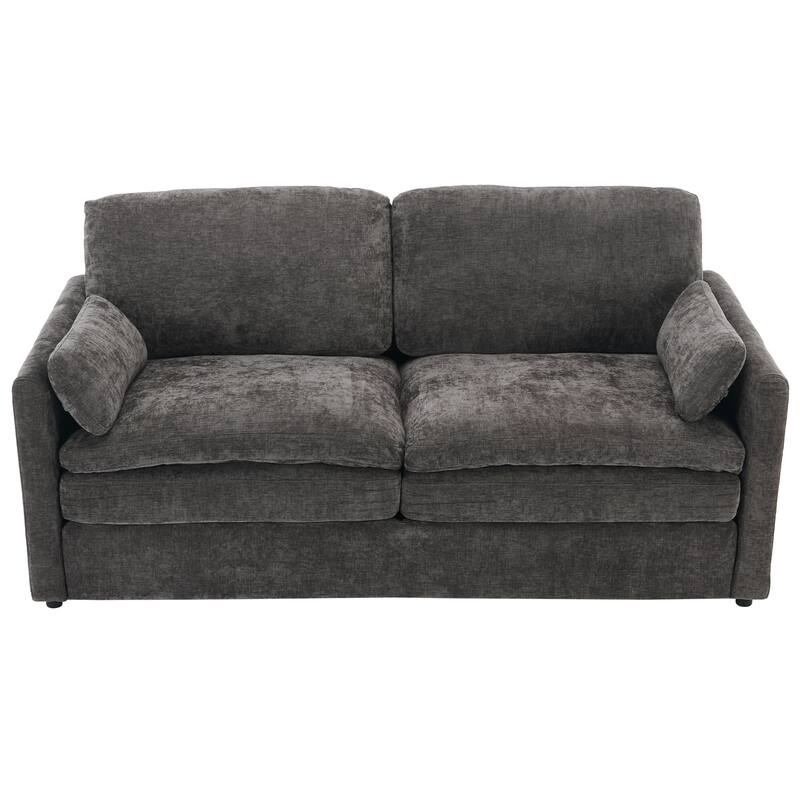 2 Seat Couch Loveseat Sofa with Double-Layered Cushion, Modern Sofa Ergonomic Loveseat Sofa with Lumbar Pillow