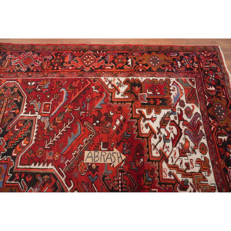 Hand Knotted Oriental 100% Wool Carpet Traditional Medallion Red Heriz Area Rug - 9' 9'' X 7' 1''