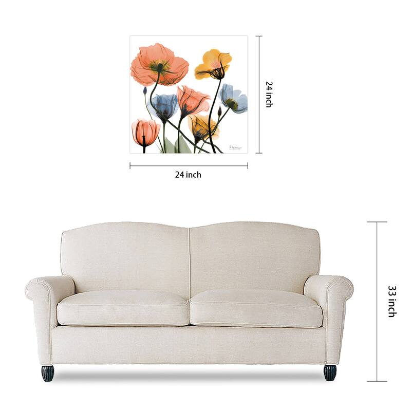 "Flowers and Ferns" Frameless Free Floating Tempered Glass Panel Graphic Wall Art