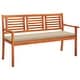 preview thumbnail 1 of 7, vidaXL 3-Seater Patio Bench with Cushion 59.1" Solid Eucalyptus Wood - 59.1" x 23.6" x 35"