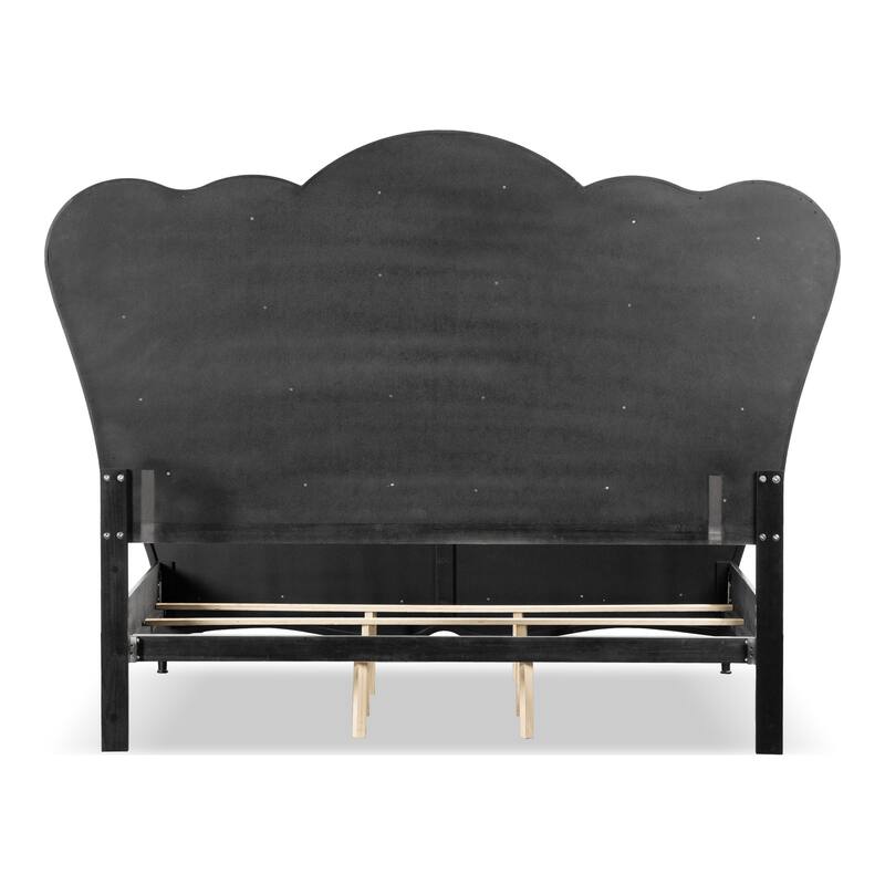 Furniture of America Seabliss Glam 4-Piece Black Solid Wood Panel Bedroom Set