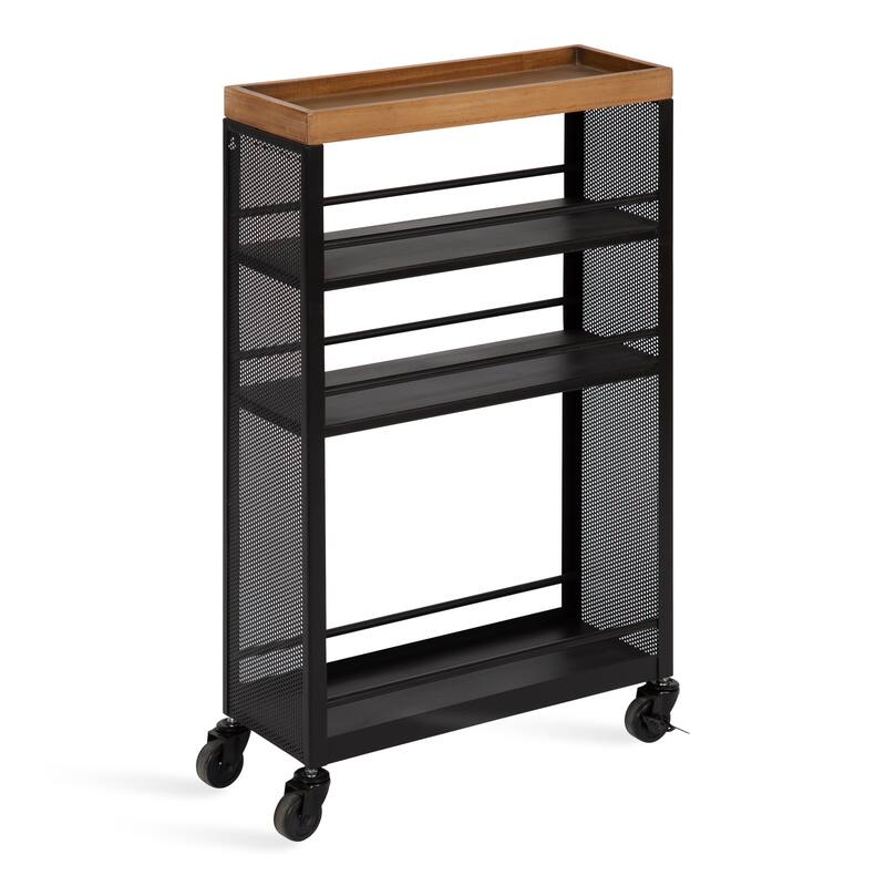 Kate and Laurel Piazza Storage Cart - 18x7x30 - Natural/Black
