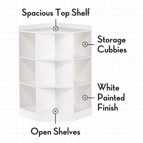 dimension image slide 1 of 3, RiverRidge Kids Corner Playroom Cabinet with 6 Toy Storage Cubbies and 3 Angled Shelves