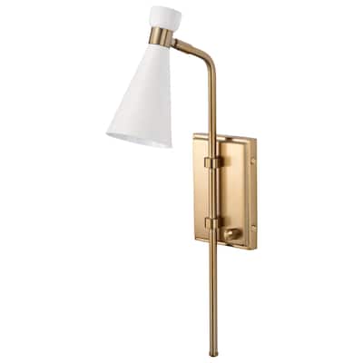 Prospect 1 Light Wall Sconce Matte White with Burnished Brass
