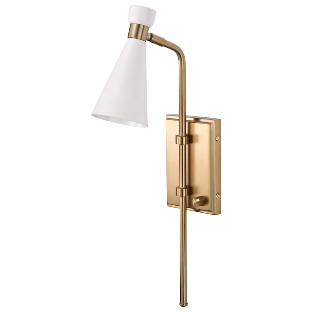 Prospect 1 Light Wall Sconce Matte White with Burnished Brass