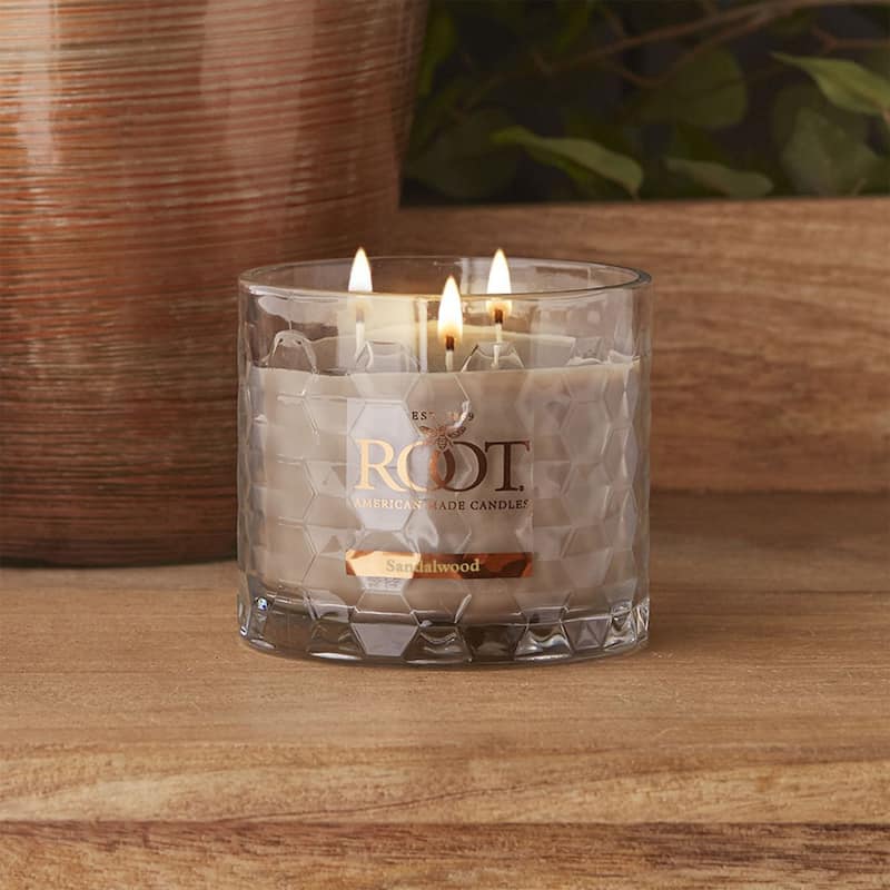 ROOT Candles Sandalwood Scented 3-Wick Signature Honeycomb Jar
