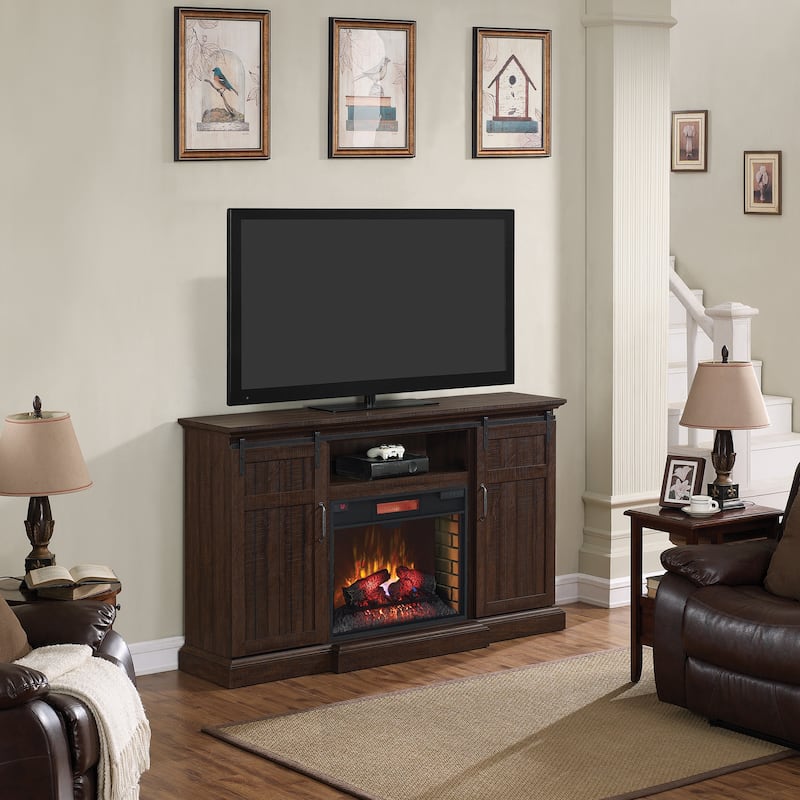Manning TV Stand for TVs up to 80", Saw Cut Espresso (Electric Fireplace sold separately)