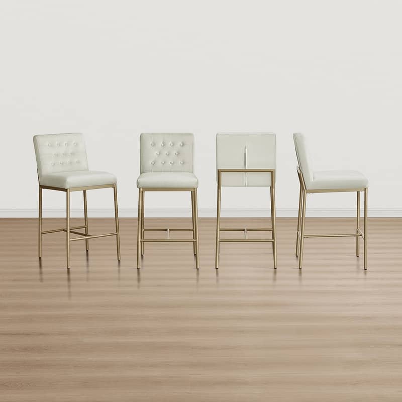 Spruce & Spring Velvet Tufted Counter Bar Stool with Metal Frame